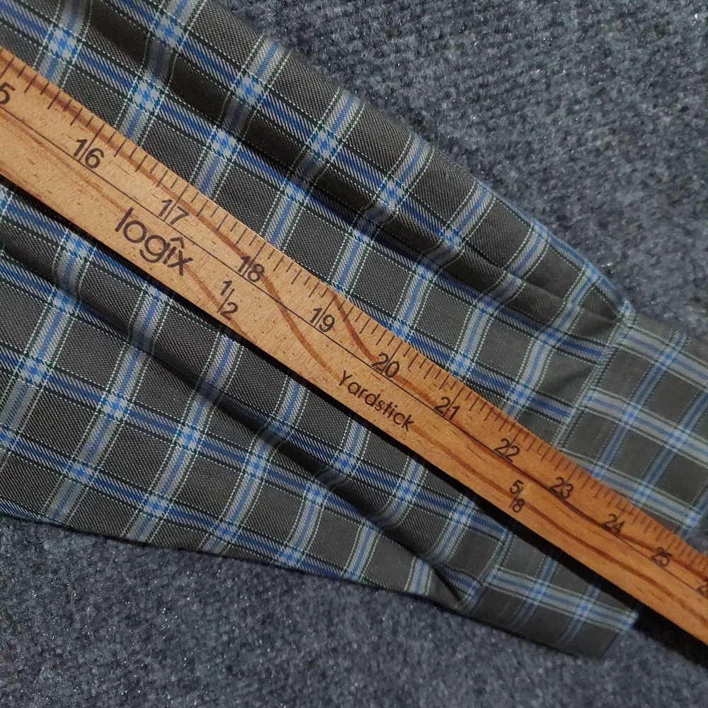 Henry Jacobson Shirt Mens Large‎ Gray Blue Plaid Cotton Long Sleeve Button Front - Picture 10 of 13